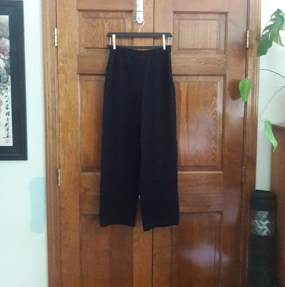 Vintage 90s Wool Navy High Rise Wide Leg Pants Banana Republic Size 24 Waist